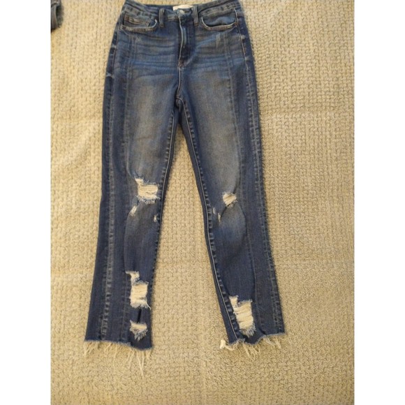 Bridge by gly buckle ultra high rise  ankle distressed jeans Sz 26 Boho Summer - Picture 9 of 9